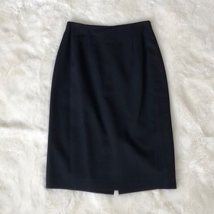 Classiques Navy Blue Wool Pencil Skirt
